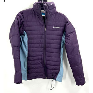Columbia Dark Purple/ Light Blue Puffer Warm Jacket Zippered Bungie Womens Small